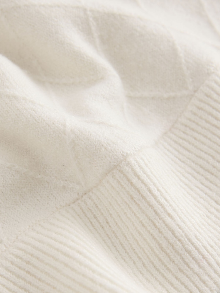 Kremowy - Quarter Zip Cosy Knit Jumper - Obraz 2 z 3 Kremowy - Quarter Zip Cosy Knit Jumper - Obraz 2 z 3