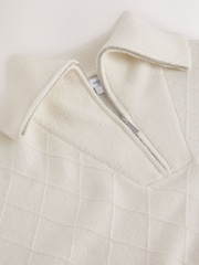 Kremowy - Quarter Zip Cosy Knit Jumper - Obraz 3 z 3