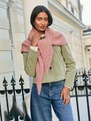 Love & Roses Grey and Rainbow Contrast Border Triangle Scarf - Image 3 of 7
