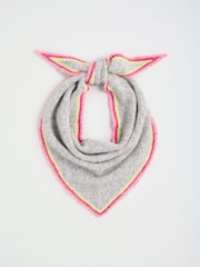 Love & Roses Grey and Rainbow Contrast Border Triangle Scarf - Image 5 of 7