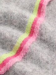 Love & Roses Grey and Rainbow Contrast Border Triangle Scarf - Image 6 of 7