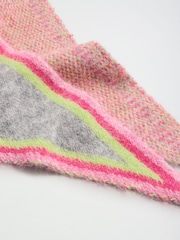 Love & Roses Grey and Rainbow Contrast Border Triangle Scarf - Image 7 of 7