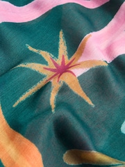 Love & Roses Teal Star Print Lightweight Scarf - Image 7 of 7