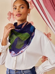 Love & Roses Navy Bow Print Lightweight Scarf - Image 3 of 7