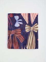 Love & Roses Navy Bow Print Lightweight Scarf - Image 5 of 7