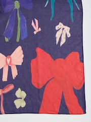 Love & Roses Navy Bow Print Lightweight Scarf - Image 6 of 7