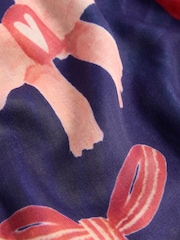 Love & Roses Navy Bow Print Lightweight Scarf - Image 7 of 7