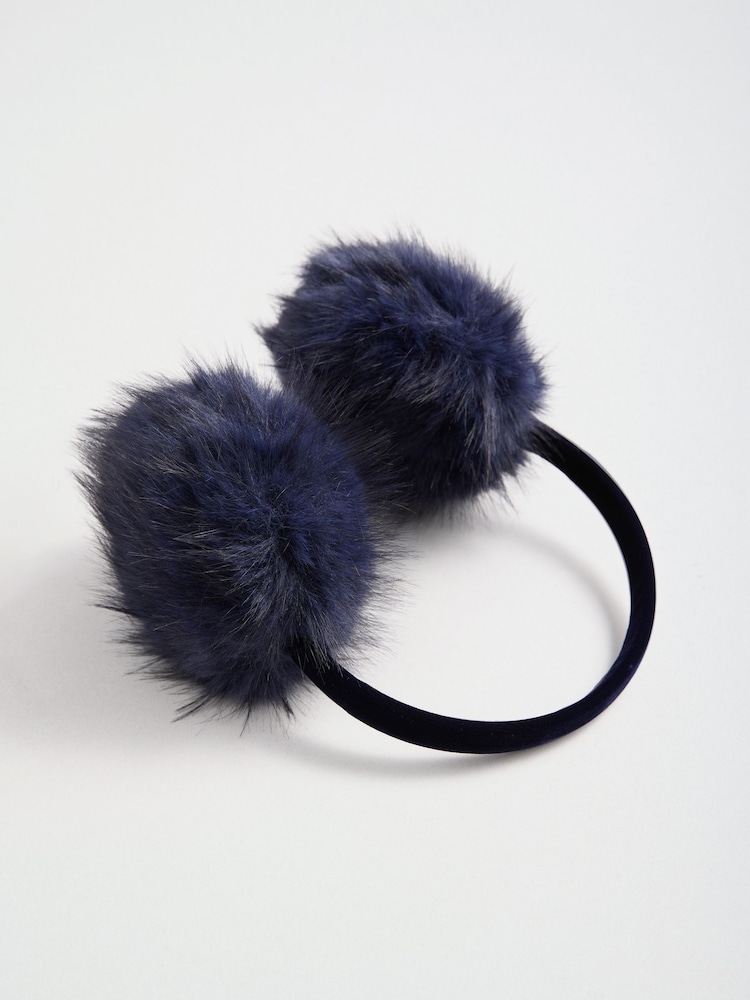 Love & Roses Navy Faux Fur Ear Muffs - Image 6 of 6