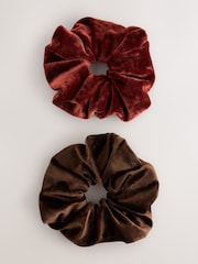 Chocolate Brown Velvet Scrunchie 2PK - Image 1 of 5