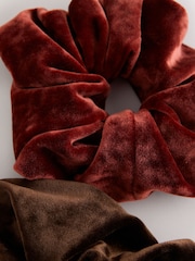 Chocolate Brown Velvet Scrunchie 2PK - Image 4 of 5