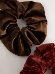 Chocolate Brown Velvet Scrunchie 2PK - Image 5 of 5