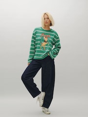 Green Christmas Bambi Licence Crew Neck Long Sleeve Top - Image 2 of 4