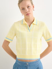 Oliver Bonas Yellow Butter  Collared Knitted Top - Image 1 of 7