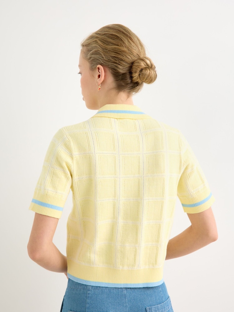 Oliver Bonas Yellow Butter  Collared Knitted Top - Image 2 of 7
