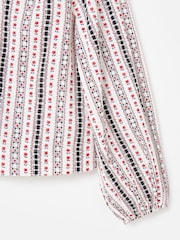 Oliver Bonas Floral Tie Front V-Neck Blouse - תמונה 6 מתוך 8