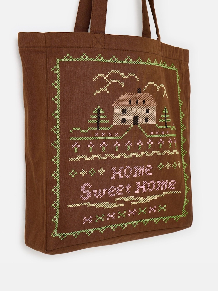 Oliver Bonas Brown Home Sweet Home Tote Shopper Bag - Image 1 of 7 Oliver Bonas Brown Home Sweet Home Tote Shopper Bag - Image 1 of 7