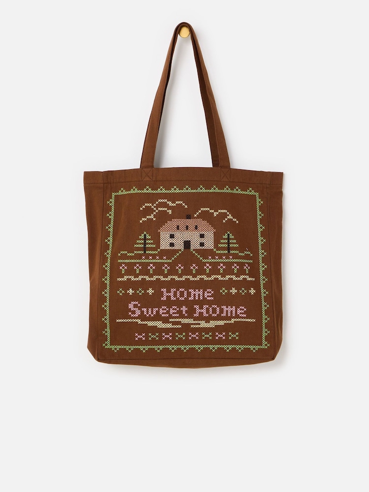 Oliver Bonas Brown Home Sweet Home Tote Shopper Bag - Image 2 of 7 Oliver Bonas Brown Home Sweet Home Tote Shopper Bag - Image 2 of 7