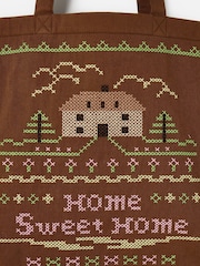 Oliver Bonas Brown Home Sweet Home Tote Shopper Bag - Image 5 of 7