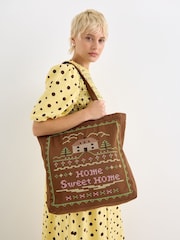 Oliver Bonas Brown Home Sweet Home Tote Shopper Bag - Image 7 of 7