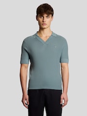 Lyle & Scott חולצת פולו סרוגה במרקם ריב בגזרה מרובעת - תמונה 1 מתוך 6