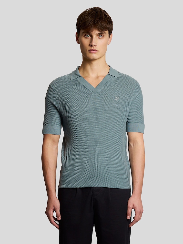 Lyle & Scott חולצת פולו סרוגה במרקם ריב בגזרה מרובעת - תמונה 1 מתוך 6