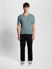 Lyle & Scott חולצת פולו סרוגה במרקם ריב בגזרה מרובעת - תמונה 2 מתוך 6