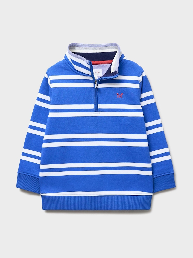 Crew Clothing White Half-Zip Cotton-Mix Sweatshirt - Image 1 of 3