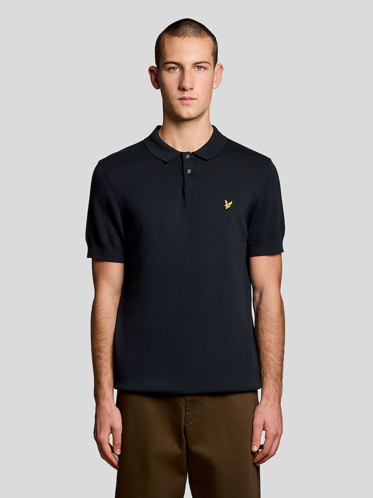 Lyle & Scott Blue Cotton Short Sleeve Knitted Polo Shirt - Image 1 of 6
