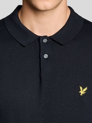 Lyle & Scott Blue Cotton Short Sleeve Knitted Polo Shirt - Image 3 of 6