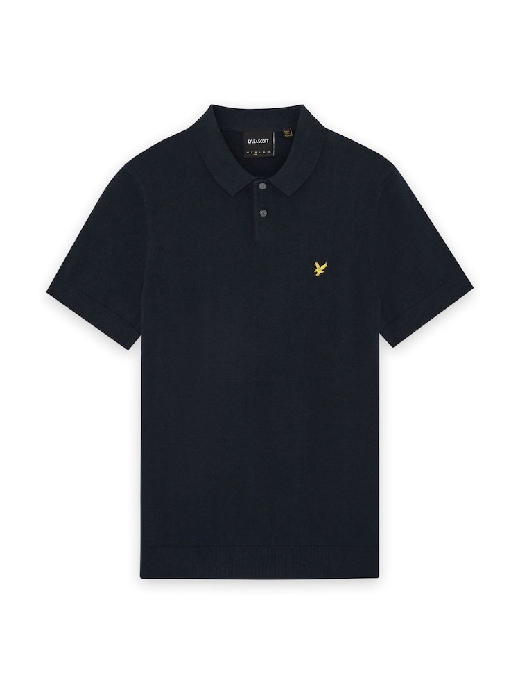 Lyle & Scott Blue Cotton Short Sleeve Knitted Polo Shirt - Image 6 of 6