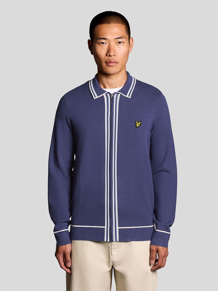 Lyle & Scott Tipped Knitted Zip Through Jacket - Image 1 of 6