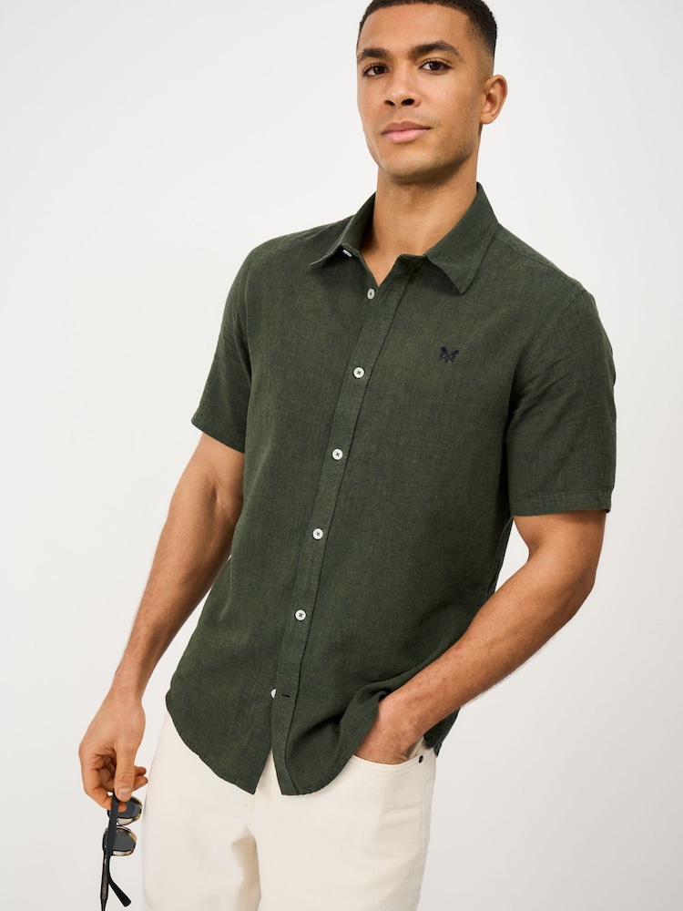 Crew Clothing Company Green Long-Sleeve Linen Shirt - Image 1 of 5 Crew Clothing Company Green Long-Sleeve Linen Shirt - Image 1 of 5