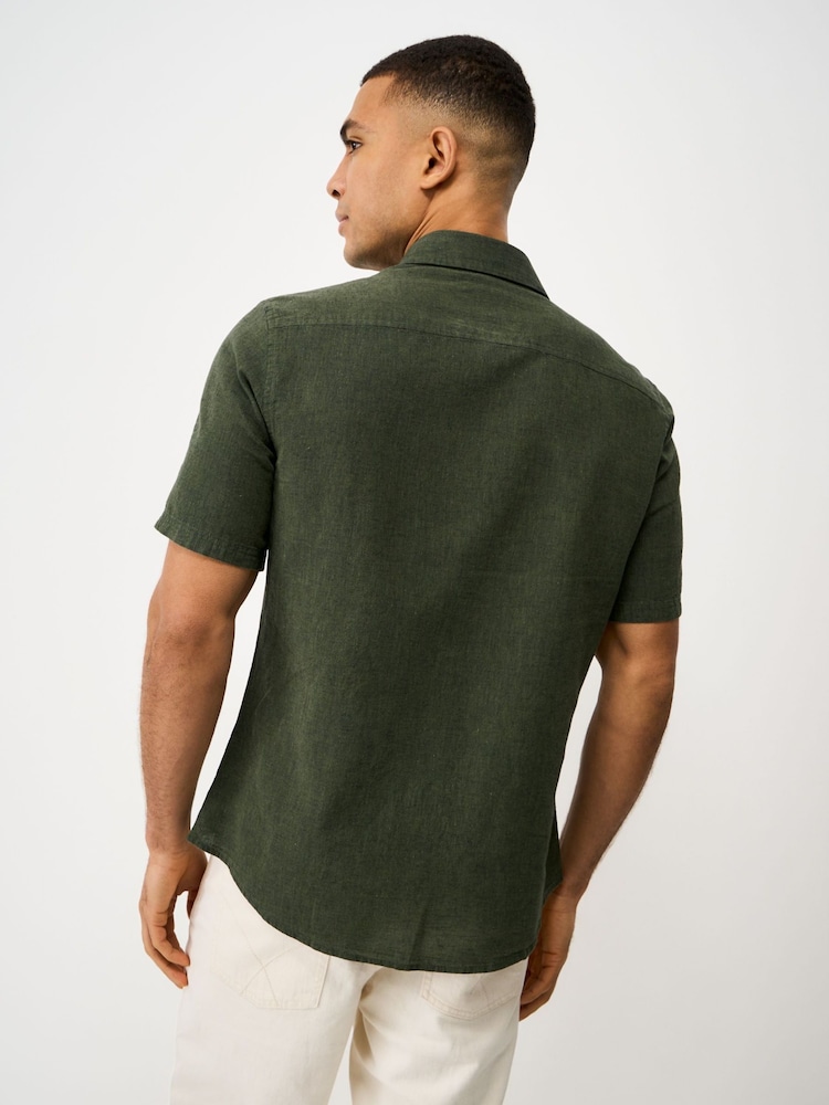 Crew Clothing Company Green Long-Sleeve Linen Shirt - Image 2 of 5 Crew Clothing Company Green Long-Sleeve Linen Shirt - Image 2 of 5