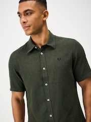 Crew Clothing Company Green Long-Sleeve Linen Shirt - Image 4 of 5