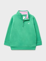 Crew Clothing Company Green Cotton Blend Half Zip Sweatshirt - Image 1 of 3