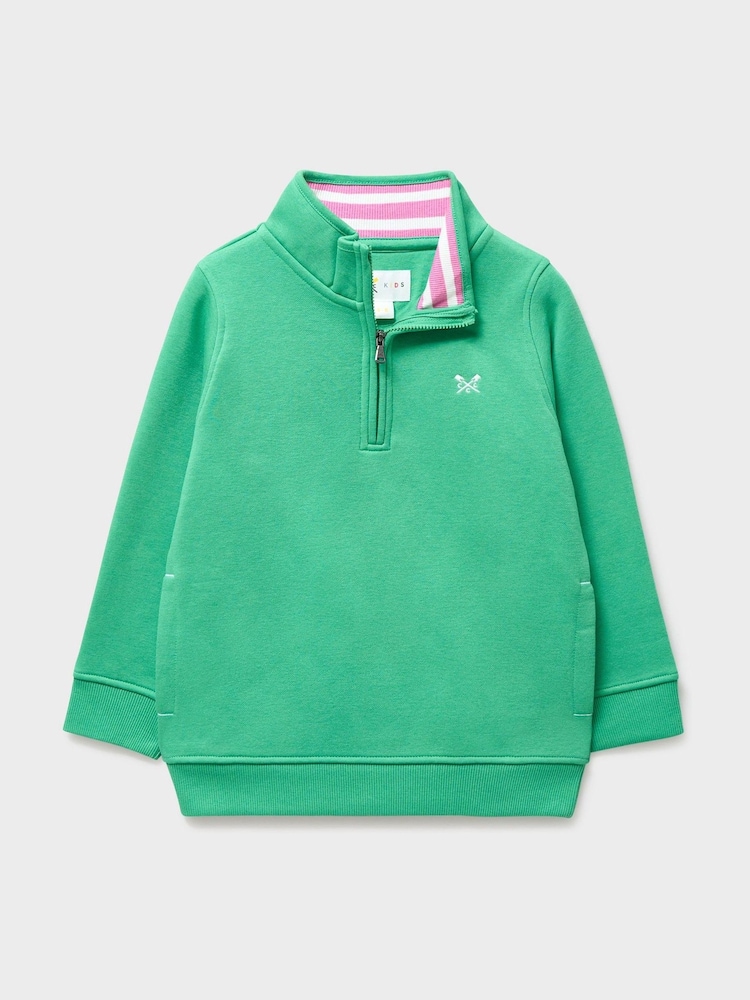 Crew Clothing Company Green Cotton Blend Half Zip Sweatshirt - Image 1 of 3 Crew Clothing Company Green Cotton Blend Half Zip Sweatshirt - Image 1 of 3