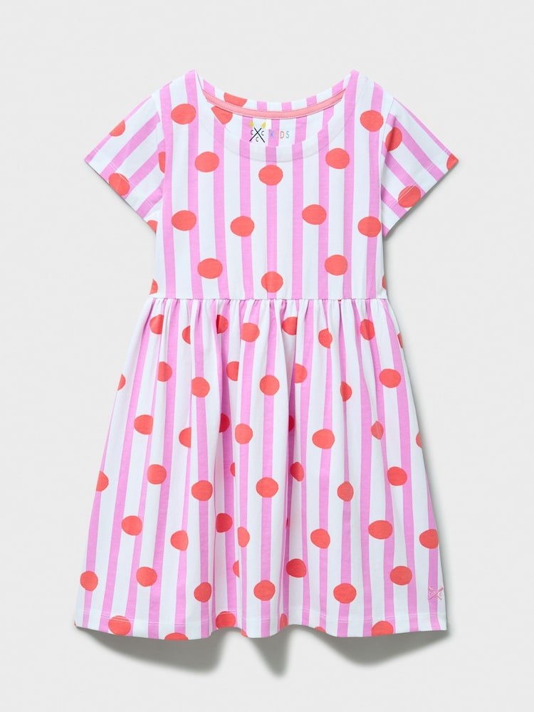 Crew Clothing Orange Everyday Short Sleeve Print Jersey Dress - Image 1 of 3 Crew Clothing Orange Everyday Short Sleeve Print Jersey Dress - Image 1 of 3