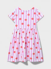 Crew Clothing Orange Everyday Short Sleeve Print Jersey Dress - Image 2 of 3