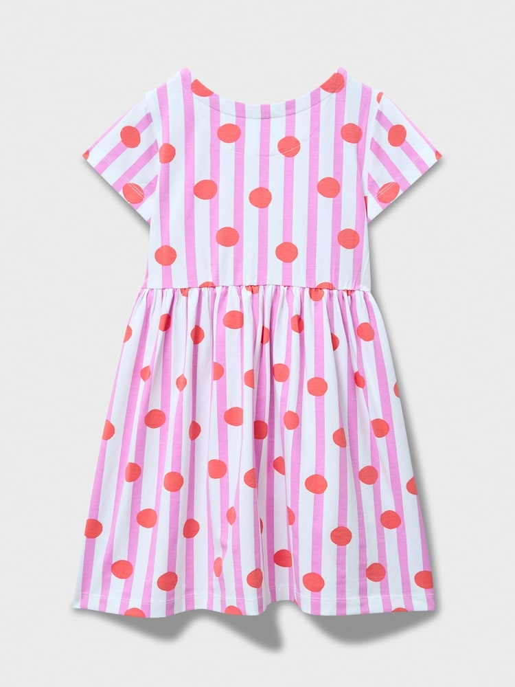 Crew Clothing Orange Everyday Short Sleeve Print Jersey Dress - Image 2 of 3 Crew Clothing Orange Everyday Short Sleeve Print Jersey Dress - Image 2 of 3