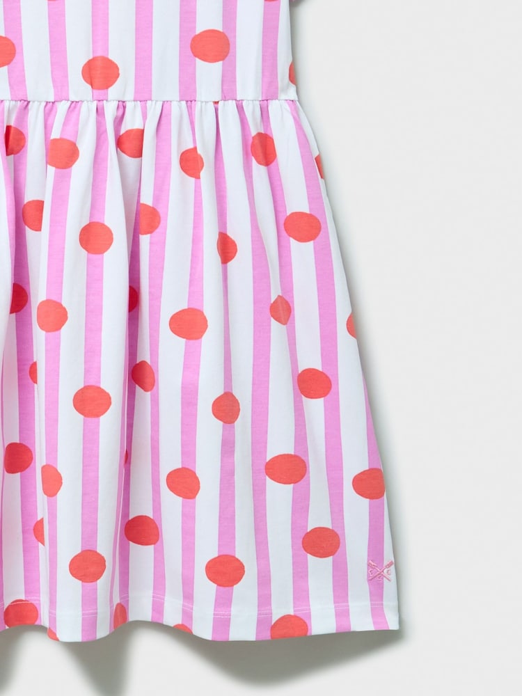 Crew Clothing Orange Everyday Short Sleeve Print Jersey Dress - Image 3 of 3 Crew Clothing Orange Everyday Short Sleeve Print Jersey Dress - Image 3 of 3