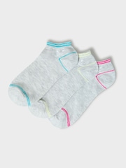 Crew Clothing Company Grey Bamboo Trainer Socks 3 Pack - Image 1 of 2