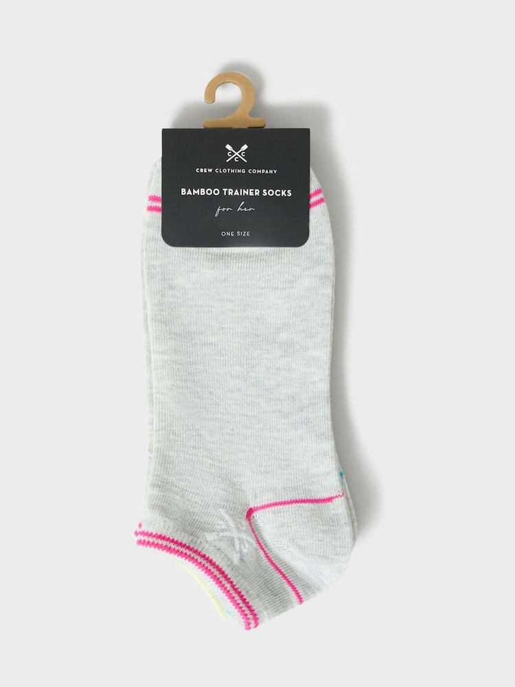 Crew Clothing Company Grey Bamboo Trainer Socks 3 Pack - Image 2 of 2 Crew Clothing Company Grey Bamboo Trainer Socks 3 Pack - Image 2 of 2
