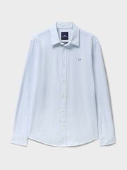 Crew Clothing Company Blue Micro Stripe Long Sleeve Linen Shirt - Image 5 of 5