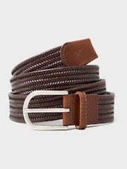 Marrón - Crew Clothing Company Woven Leather Stretch Belt - Imagen 1 de 2