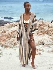 Gold/Brown Knitted Kaftan Cover-Up - Image 1 of 7