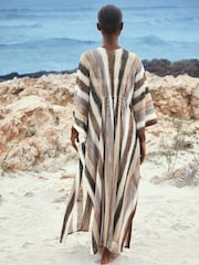 Gold/Brown Knitted Kaftan Cover-Up - Image 3 of 7