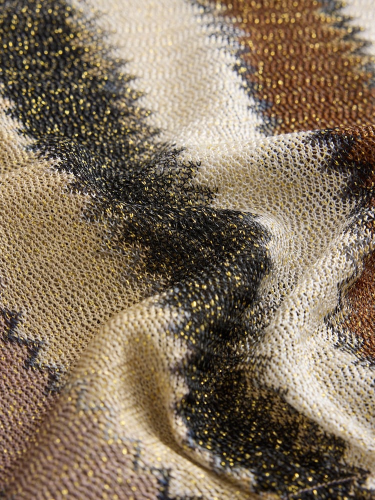 Gold/Brown Knitted Kaftan Cover-Up - Image 7 of 7