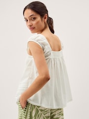 Cream - Monsoon Olivia Lace Trim Top - Imaginea 3 din 5