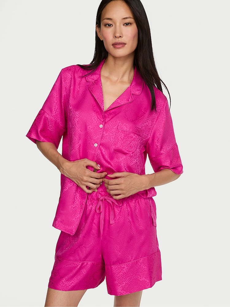 Victoria's Secret Pink Fire Snake Satin Short Pyjamas Set - Image 1 of 3 Victoria's Secret Pink Fire Snake Satin Short Pyjamas Set - Image 1 of 3