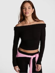 Victoria's Secret Pink Black Off The Shoulder Long Sleeve Top - Image 2 of 3